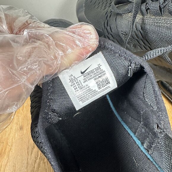 Nike Air Max 270 Shoes Mens Size 10.5 Triple Black AH8050-005 Mesh Sneakers main image 7